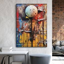 Golf Tee Sports Graffiti Abstract Modern Oil Painting Wall Art, Framed Canvas Poster Print, Home Kitchen Office Room Decor, Gifts - thumbnail 1