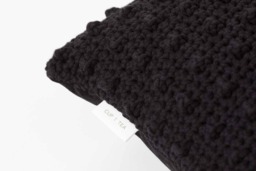 Crochet Dotted Pillow . Dramatic Black - Cushion Throw Case Decorative Accent Cover - thumbnail 1