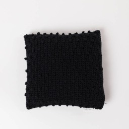 Crochet Dotted Pillow . Dramatic Black - Cushion Throw Case Decorative Accent Cover - thumbnail 2