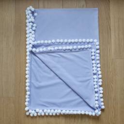 Pom Pom Blanket, Violet Baby Purple Nursery Home Decor, Baby Shower Gift, Godmother Swaddling Blanket - thumbnail 4
