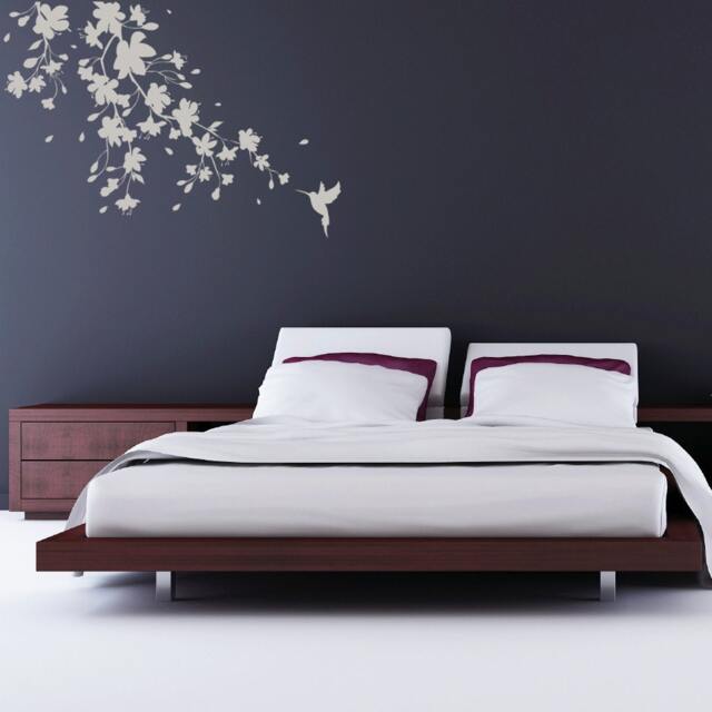 Sakura Cherry Blossom Wall Sticker Large 110cm X 75cm - Hummingbird Decal - image 1