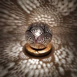Handmade Brass Moroccan Table Lamp Moorish Mood Light - thumbnail 2