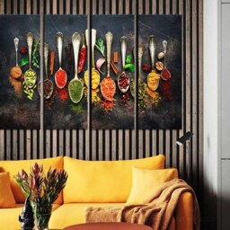 Colorful Indian Spices in Spoons Picture For Kitchen Dining Room Restaurant Cafe Wall Art Print On Canvas Food Framed Modern Decorations - thumbnail 3