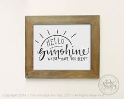 Hello Sunshine Print, Hand Lettered Wall Art - Digital Download - thumbnail 1