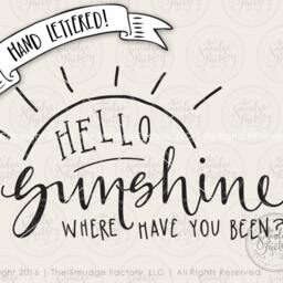 Hello Sunshine Print, Hand Lettered Wall Art - Digital Download - thumbnail 2