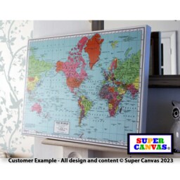Map Of The World Framed Office Man Cave Picture Wall Art Canvas Print Dad Grandad Husband Son Birthday Fathers Day Gift For Him - thumbnail 2