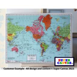 Map Of The World Framed Office Man Cave Picture Wall Art Canvas Print Dad Grandad Husband Son Birthday Fathers Day Gift For Him - thumbnail 1
