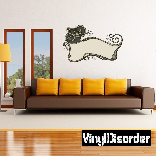 Ornate Scroll Wall Decal - Fabric Vinyl Removable & Reusable Scrollornateuscolor013Et