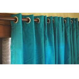 "Aqua Turq Silk Curtain Panels 26""W X 84" - thumbnail 1