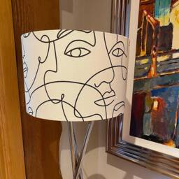 Handmade Lampshade in Textile Francais Face To Abstract Print Fabric, Various Sizes Available, Ceiling Or Table/Floor Lamp Option - thumbnail 3