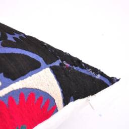 Handmade Silk Embroidered Suzani Pillow Cover, Uzbek Cushion - 16 Inch - thumbnail 3