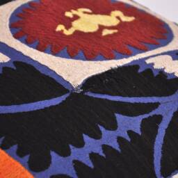 Handmade Silk Embroidered Suzani Pillow Cover, Uzbek Cushion - 16 Inch - thumbnail 4