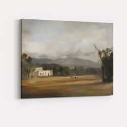 Misty Country Estate Mountain Landscape Neutral Toned Canvas Wall Art Print Decor Picture Ready To Hang - thumbnail 4