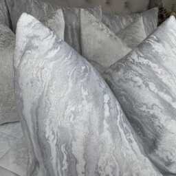 Luxurious Silver Cushion Cover With Marble Design - Euro Sham Throw Pillow All Sizes - thumbnail 3