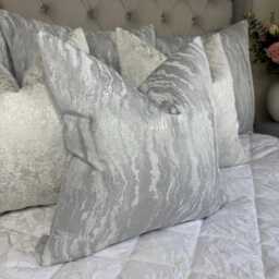 Luxurious Silver Cushion Cover With Marble Design - Euro Sham Throw Pillow All Sizes