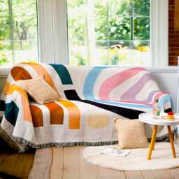 Colourful Art Boho Throw Blanket - Cotton Rainbow Soft Fringed Sofa Decor Nordic Home Beach Picnic - thumbnail 3