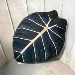 Alocasia Black Velvet Leaf Pillow, Unique Plant Decor - thumbnail 2
