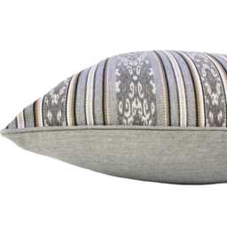 Striped Outdoor Sunbrella Covers With Grey Piping - Australian Made Stain Mold Resistant, Harsh Weather Durable, Zipper Closure - thumbnail 2