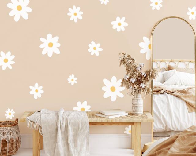 Daisy Wall Decals - Boho Nursery Decor, Kids Room Art, Removable Flower Stickers - image 1