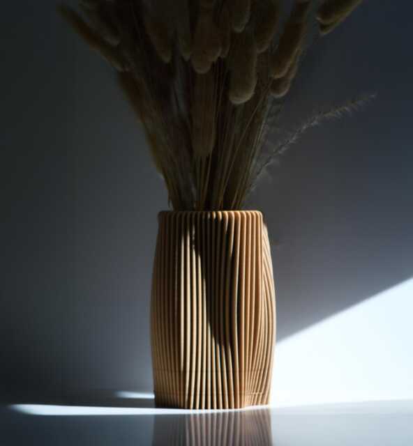 Flower Vase - Ribbed Modern Home Decor Flowers Arrangement - image 1