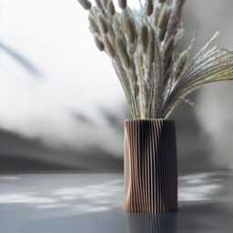 Flower Vase - Ribbed Modern Home Decor Flowers Arrangement - thumbnail 3