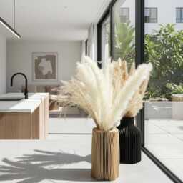 Flower Vase - Ribbed Modern Home Decor Flowers Arrangement - thumbnail 2