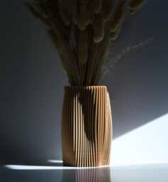 Flower Vase - Ribbed Modern Home Decor Flowers Arrangement - thumbnail 1