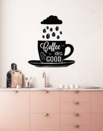 Coffee Quote Vinyl Wall Decal Beans Cup Saying Kitchen Stickers Mural - #3088Di - thumbnail 1