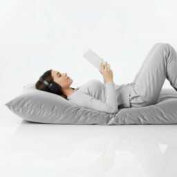 Plush Velvet Beanbag Floor Cushion Silver Grey Indoor/Outdoor Pillow - thumbnail 2