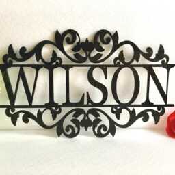 Personalized Metal Family Name Sign, Laser Cut Monogram Wall Decor - thumbnail 4