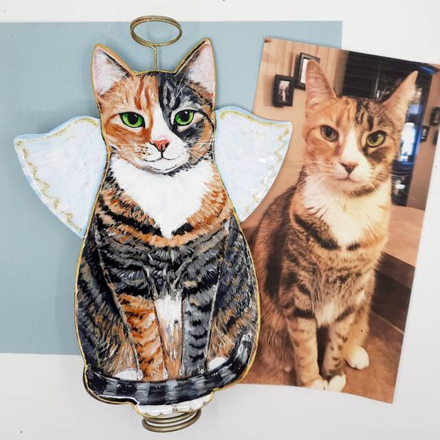 Custom Cat Christmas Tree Topper Hand-Painted Pet Memorial Gift - image 1