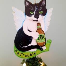 Custom Cat Christmas Tree Topper Hand-Painted Pet Memorial Gift - thumbnail 2