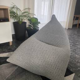 Knitted Cotton Bean Bag Chair, Modern Floor Lounger, Kids Teens Room Decor - thumbnail 3