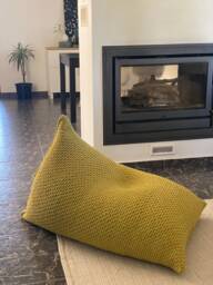 Knitted Cotton Bean Bag Chair, Modern Floor Lounger, Kids Teens Room Decor - thumbnail 1