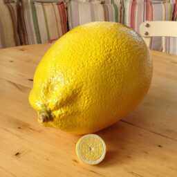 Giant Ceramic Lemon Sculpture - Handmade Realistic Fruit Decor - 15.7 X 11.8 11.8 - thumbnail 3
