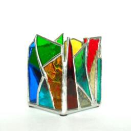 Multi-Colored Stained Glass Candle Holder - thumbnail 2