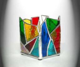 Multi-Colored Stained Glass Candle Holder