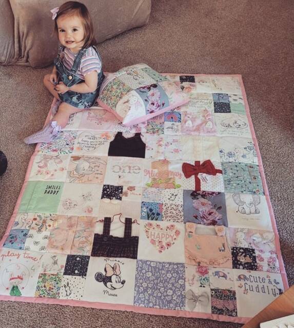 Single Bed Baby Clothes Quilt & Cushion Bundle - Memory Keepsake - image 1