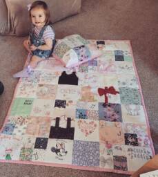 Single Bed Baby Clothes Quilt & Cushion Bundle - Memory Keepsake - thumbnail 1