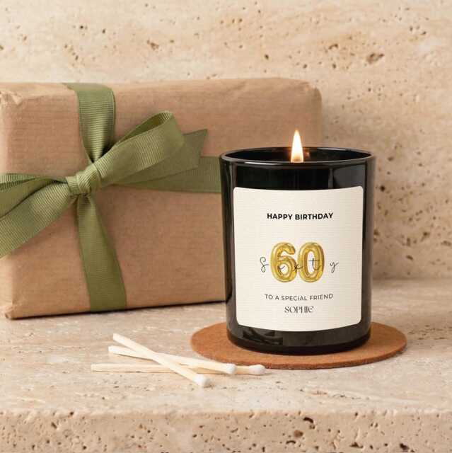 Personalised 60Th Birthday Candle For Her, Custom Milestone Gift Friend, Soy Wax - image 1