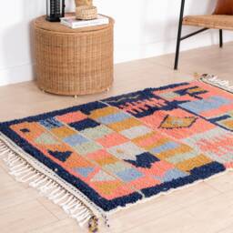 Wool Beni Ourain Rug, Moroccan Rug 3x5 Ft, Authentic Handmade Berber Carpet, Genuine Rug, Area Tapis Berbere, Teppich - thumbnail 3