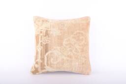 Handmade Turkish Kilim Pillow Cover Embroidered Wool Cushion - 18''x18'' - thumbnail 1
