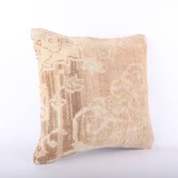 Handmade Turkish Kilim Pillow Cover Embroidered Wool Cushion - 18''x18'' - thumbnail 2