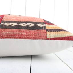 Handmade Turkish Kilim Pillow Cover Boho Tribal Cushion - 18x18 - thumbnail 4