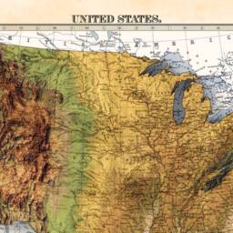 Usa Terrain Relief Map - 2D Gicl??e Print 3D Effect Shaded Poster Of The United States Vintage Style 1871 America Elevation Map - thumbnail 3