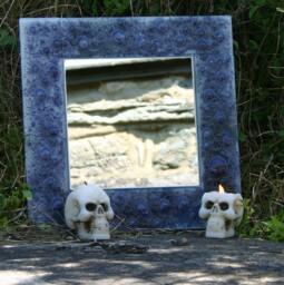 "Purple Bubbles A Fused ""Bubble' Glass Mirror Featuring Purple "