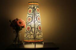 Red Floral Motif Table Lampshade - thumbnail 1