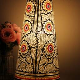 Red Floral Motif Table Lampshade - thumbnail 3