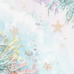 3D Ocean Wallpaper, Green Coral, Starfish Wall Mural - Peel & Stick - thumbnail 3