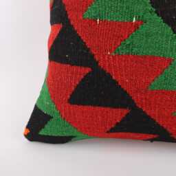 Vintage Turkish Kilim Pillow Cover Handwoven Wool Throw - 16x16 - thumbnail 2